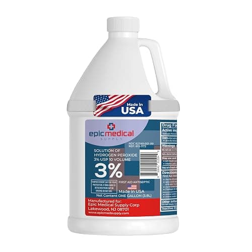 Epic Medical Supply 3% Hydrogen Peroxide - First Aid Antiseptic & Multipurpose Cleaner - Topical Wash for Cuts, Scrapes and Minor Cuts - H2O2 Hydrogen Peroxide 3 Percent USP Solution (1 Gallon) - Image 1