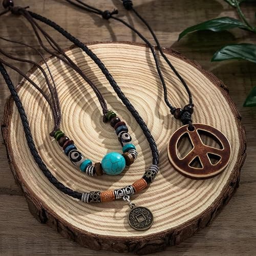 ZZQPSD Peace Sign Pendant Necklace Layered Puka Shell Turquoise Boho 1960s 1970s Hippie Party Accessories Necklaces thumbnail 5