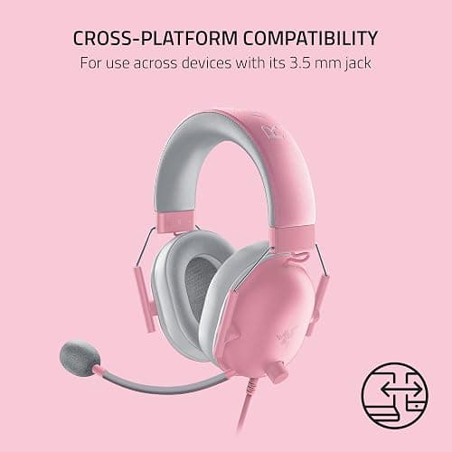 Razer BlackShark V2 X Gaming Headset: 7.1 Surround Sound - 50mm Drivers - Memory Foam Cushions - for PC, PS4, PS5, Switch - 3.5mm Audio Jack - Quartz Pink thumbnail 8