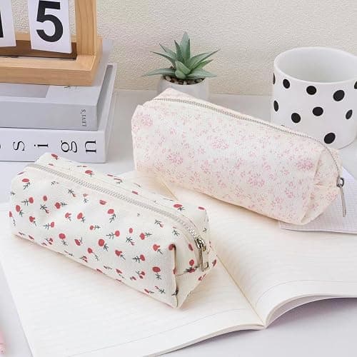 OZAOZ Cute Pencil Case Aesthetic Student Pencil Pouch Coin Pen Pouch Cosmetic Bag Office Stationery Organizer For Kids Teen School (Z-Pink flower) thumbnail 6