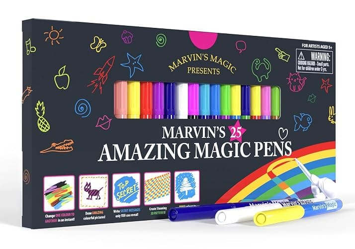 Marvin's Magic - Original x 25 Amazing Marker Pens - Color Changing Magic Pen Art - Create 3D Lettering or Write Secret Messages - Includes 25 Colour Changing Pens - Image 1
