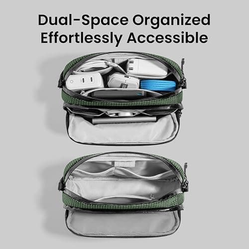 tomtoc Electronic Organizer Travel Case Performance, Water Resistant Dual Compartment Cable Organization Storage Bag for Charger, Cord, Phone, Hard Drive, Power Bank, Accessories Travel Essentials thumbnail 5