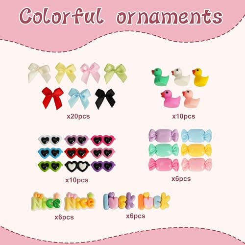 50-Pack Cheer Pins Kits-50pcs 2.9 Inch Wooden Clothespins in 10 Colors, 58 Resin Charms, 2 Gem Sticker Sheets, 200 Letter Beads for Team Spirit, Classroom Crafts & Cheerleading Accessories thumbnail 6
