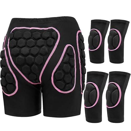 Lewtemi 3 Set Protective 3D Padded Hip EVA Short Pants Knee Pads Elbow Set Winter Protection Hip Pads Thick Non Slip Knee Sleeve Elbow Guard for Men Women Kid Ski Ice Skating - Image 1