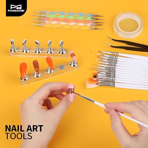 FANDAMEI Nail Art Tools, Nail Stuff, Nail Supplies, Nail Stand, Nail Brush | Nail Art Brushes, Nail Dotting Tool, Nail Stand For Press Ons, Nail Holder For Painting Nails, Nail Tools, Nail Design Tools thumbnail 7
