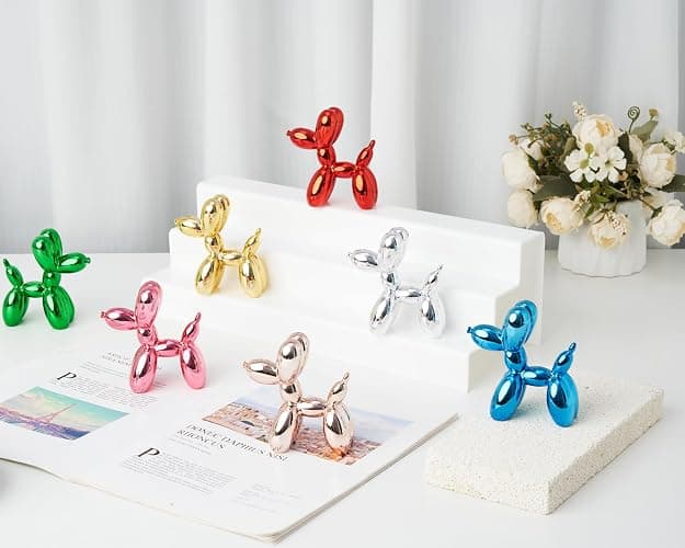 AMOIENSIS Shiny Balloon Dog Statue Decor, 4 inch Electroplate Gold Balloon Dog Animal Sculpture, Small Nick Nacks for Shelf Decor, Small Eclectic Decor Desktop, Vibrant Balloon Dog thumbnail 2