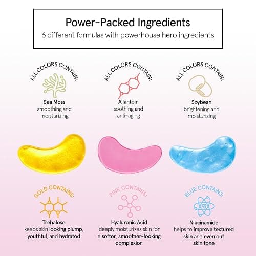 grace & stella Under Eye Mask Variety Pack - 18 Pairs of Under Eye Patches for Dark Circles - With 6 Colors (3 Pairs/Color) - Valentines Gift Bags - Gel Masks Puffy Eyes for Women, Vegan Cruelty Free thumbnail 4
