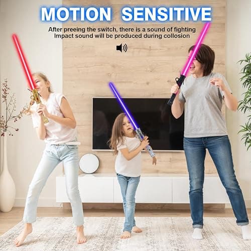 Kogibe Light Up Saber for Kids, LED Light Swords Set with 25 Color Changing Electronic Lights &FX Sound for Galaxy War Fighter Warriors, Dress Up Parties (with Belt Clip) thumbnail 6