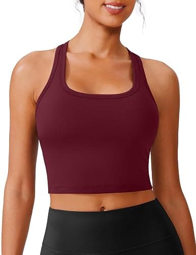 PINSPARK Sports Bra Longline Racerback Tank Tops for Women Padded Workout Yoga Top thumbnail 2