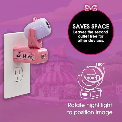 Disney Projectables Disney Minnie Mouse LED Kids Night Light, Projector, Dusk to Dawn, Plug-in ,Mickey Mouse, for Kids, Girls Bedroom, Playroom, Gaming Room, Nursery, 57958 - 1 Pack - Purple/Pink Minnie Projectable thumbnail 5
