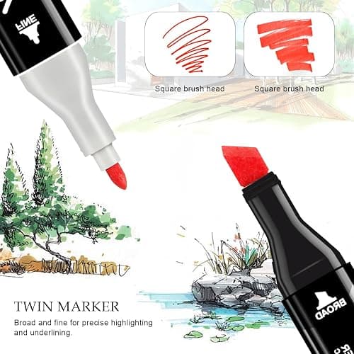 Hibtn 80-Colors Alcohol Graphic Sketch Twin Marker Pen, kids Children and Artist Permanent Sketch Manga Marker Pens Black thumbnail 6