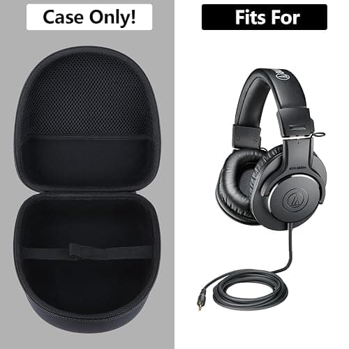 RIYADAone Hard Case Replacement for Audio-Technica ATH-M50X ATH-M20X ATH-M30X ATH-M70X ATH-M40x Professional Studio Monitor Headphones (Black Case) thumbnail 3