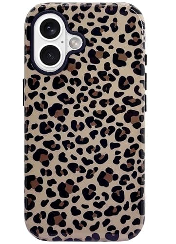 J.west Compatible with iPhone 16 Case 6.1 inch with 2 Pack Tempered Glass Screen Protectors Cute Animal Leopard Hybrid Cover for Girls Women Aesthetic Protective Phone Cases Cheetah thumbnail 2