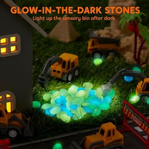 JOVA Klever Kits Construction Sensory Bin with Glow-in-Dark Stones, Ages 3+ thumbnail 3