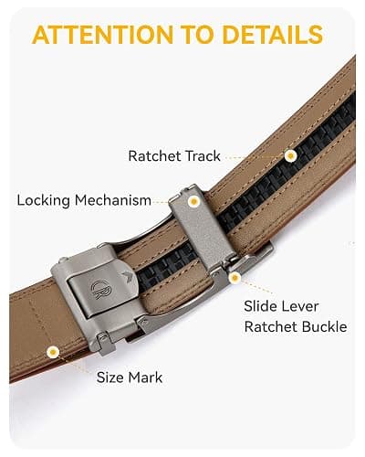 CHAOREN Mens Belt Leather Ratchet Belt - Customizable Fit, Effortless Style (35mm) thumbnail 3