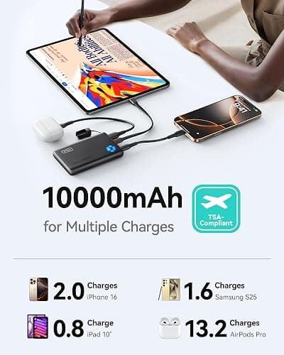 INIU Power Bank, Slim 45W Fast Charging Portable Charger with USB C Cable, 10000mAh Battery Pack, Small Travel Essentials Powerbank, Portable Phone Charger for iPhone 17 16 Samsung S25 S24 Google etc thumbnail 5