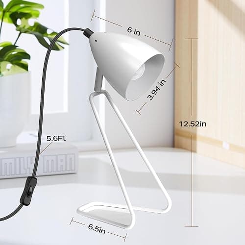 PARTPHONER Table Lamp Set of 2, 350°Rotatable Small Desk Lamp, Modern White Reading Bedside Lamps, Suitable for Study, Bedroom, Office, Dorm, Children's Room, 2 Bulbs Included thumbnail 2