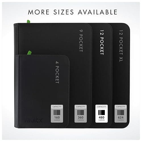 Vault X 12 Pocket Trading Card Zip Binder, 480 cards, Premium Exo-Tec Album Material, 20 Side-Loading Pages, Folder for Collectible Card Games, Sports, TCG (Black) thumbnail 7