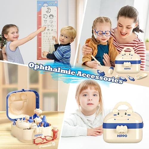 RedCrab Kids Doctors Play Set, 62PCS Cute Hippo Pretend Play Medical Kit with Clothes, Stethoscope and Carry Case,Doctor Kit for Toddlers 3-5 6-8 Boys Girls Christmas Birthday Gift (Blue) - Blue thumbnail 7