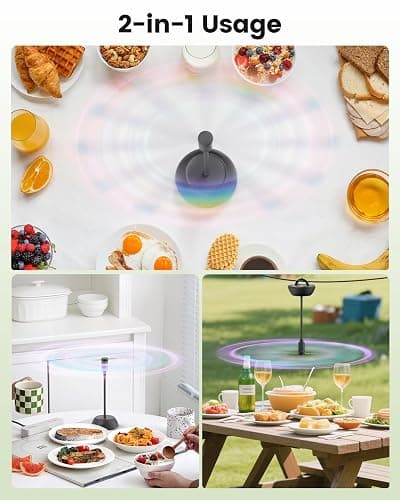Edvision 4Pack Food Fan for Table, AA Battery Powered, Portable Fan with Flexible Gooseneck and Soft Blades, Soundless Table Fan for BBQ, Picnic, Party, Patio (Non-rechargeable,Black) thumbnail 7