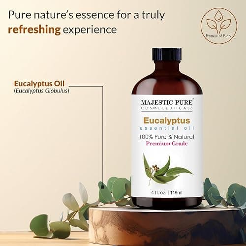 Majestic Pure Essential Oil with Glass Dropper - 100% Pure and Natural - Essential Oils for Diffuser, Aromatherapy, Soap and Candle Making, Eucalyptus Essential Oil, Eucalyptus Oil, 4 Fl Oz | Eucalyptus Oil, Essential Oils, for Hair Care, Home Diffusers, Skin, Aromatherapy, Massage, Humidifiers, 4 Fl Oz thumbnail 2