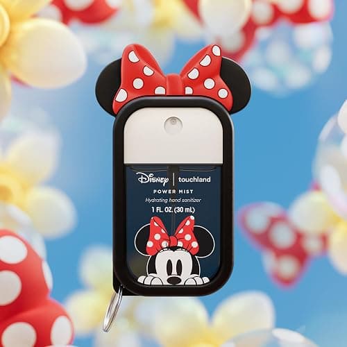 Touchland Disney x Minnie Mouse Hand Sanitizer & Case Set Travel Size | TSA ready Power Mist with skincare benefits. Disneyland-ready collectible bag charm case with Vanilla Blossom scent. thumbnail 2