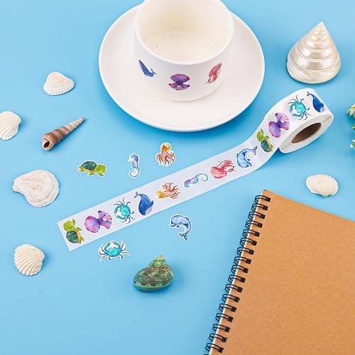 500pcs Ocean Animal Stickers Roll for Kids, Sea Animal Stickers Sea Creature Labels Fish Stickers Decals for Water Bottle Computer Craft Supplies Classroom Rewards Under The Sea Decorations thumbnail 5