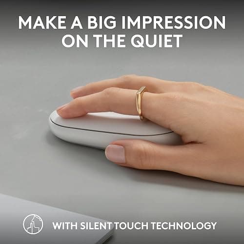 Logitech Pebble Mouse 2 M350s Slim Bluetooth Wireless Mouse, Portable, Lightweight, Customizable Button, Quiet Clicks, Easy-Switch for Windows, macOS, iPadOS, Android, Chrome OS - Tonal White thumbnail 5