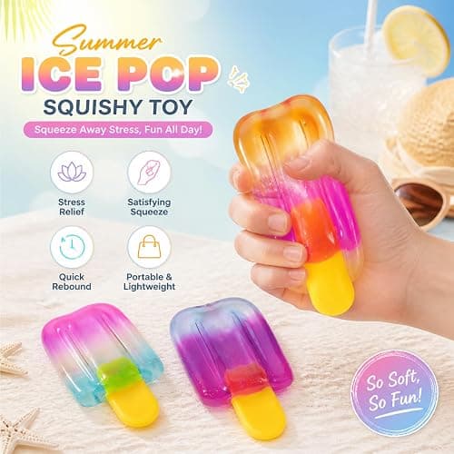 3 Pcs Ice Cream Squishy Toy, Summer Sensory Stress Relief Squeeze Squishy, Popsicle Squishy for Easter Basket Stuffers, Party Favors, Anxiety Relief Everyone, Birthday Gift thumbnail 6