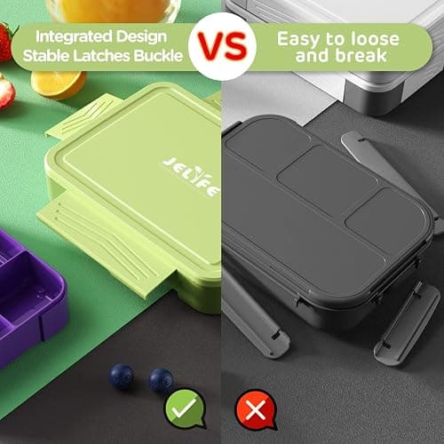 Jelife Bento Box Kids Lunch Box - 1450ml Large Leakproof 6 Compartments Kids Lunchbox Toddler Bento Box with Utensils for School, Book-Style Reusable Lunch Snack Containers for Daycare thumbnail 4