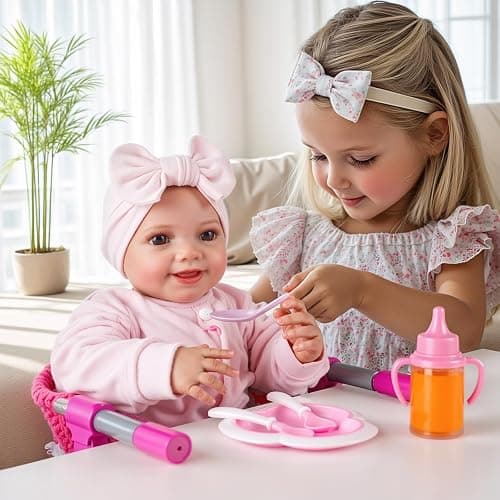 BABESIDE Baby Doll High Chair for 12–20 Inch Dolls, Foldable Table Seat | Clip-on doll chair folds flat for storage and travel; fits most 12–20 inch dolls and attaches to compatible table edges thumbnail 2