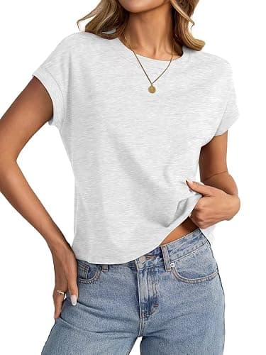 EasyGala Womens Cotton Crop Tops Loose Fit Crewneck Short Sleeve Summer Tee | 95% Cotton, Cap Sleeve, Cute, Basic, Casual, Going Out, Trendy Outfits, Fashion Clothes, Daily Wear, Work, Vacation - Image 1