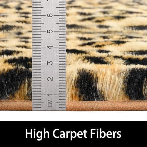 Amearea Fluffy Leopard Rug, Premium Cheetah Print Rugs, Soft Comfy Faux Fur Animal Print Carpet for Kids Room Bedroom, Living Room, Shaggy Teen Room Home Decor, Khaki 3x5 Feet thumbnail 4