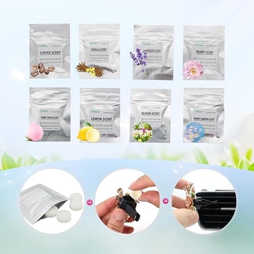 ORIESSE 32pcs Vanilla Car Air Freshener Vent Clips Refill Fragrance Tablets | 8 Pack 1.7cm/0.7inches Diameters Sweet Vanilla Scented Pads for Car Scents thumbnail 5