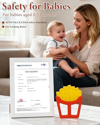 Chuya Easter Teether French Fry Baby Toys 0-6 6-12 12-18 Months,French Fries Shape Teething Toy Baby Teething Relief Infant Toys Sensory Toys for Babies Soothes Sore Gums Boys Girls Gift Easy-Grasp thumbnail 5