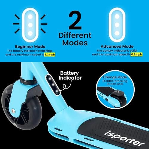 AERO Kids Electric Scooter for Boys and Girls Ages 6-12 or 8-12, with Hand Accelerator, LED Lights, 2 Speed Levels, Battery Indicator, Rubber Mat, and Adjustable Heights thumbnail 6