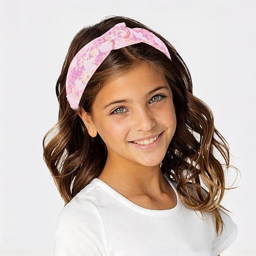 Brimekichio Sequin Girls Headbands, Knotted Kids Headbands for Girls, Sparkly Glitter Hair Band Girl Hair Accessories thumbnail 3