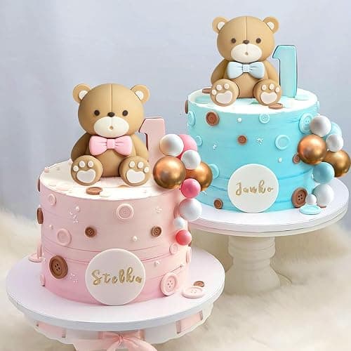 JeVenis Gender Reveal Kuchen Dekoration Gender Reveal Party Deko Junge oder Mädchen Tortendeko Babyparty Dekoration Teddybär Geburtstagstorte Deko thumbnail 5