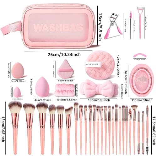 HGHDBT 70Pcs Pink Makeup Brushes Set Professional Makeup Kit Multi-functional Makeup Tool Set with Case Facial Makeup Accessories, Foundation Makeup Brush Kit Eye and Face Make up Brushes & Tools thumbnail 5