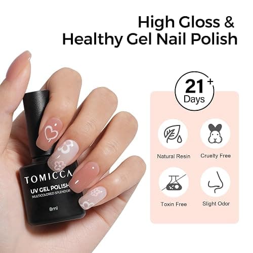 TOMICCA Jelly Gel Nail Polish Set, 6 Colors Milky White Nude Brown Pink Translucent Gel Polish, Soak Off UV/LED Long Lasting Natural Gel Varnish for DIY Home Salon Manicure Nail Art thumbnail 3
