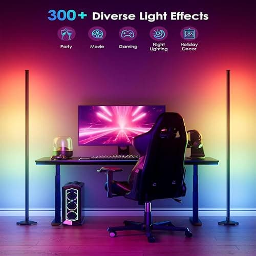 Corner Floor Lamp, 2 Pack LED Corner Lamp with App/Remote/Button Control, Smart RGB Floor Lamp with 16 Million DIY Colors & 68+ Scene, 300+ Scene, Music Sync for Living Room, Bedroom, Gaming Room thumbnail 3