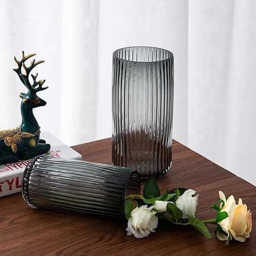 Vase en verre Hey_you, vase de fleurs nordique minimaliste cristallin décoratif, colonne, arrangement floral, ornements pour décoration de maison, bureau, cadeau pour mariage, pendaison de crémaillère thumbnail 6