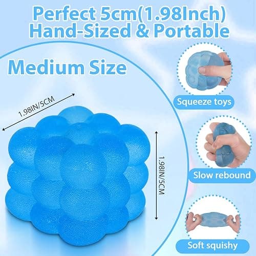 Ssqauvig Frosted Cube Squishy, 5cm Stress Relief Cube Fidget Toy, Soft Sensory Squishy Toys for Anxiety and Focus for Kids Youth Adults, Portable Squishy Ball (Blue) thumbnail 2