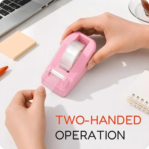JEFURE Lightweight Desktop Tape Dispenser, 6 Rolls Tape, 1-Inch Core | Transparent Tape Holder with Stable Non-Skid Base, 0.71 in x 1000 in Each Roll, for Office, Home & School Use thumbnail 5