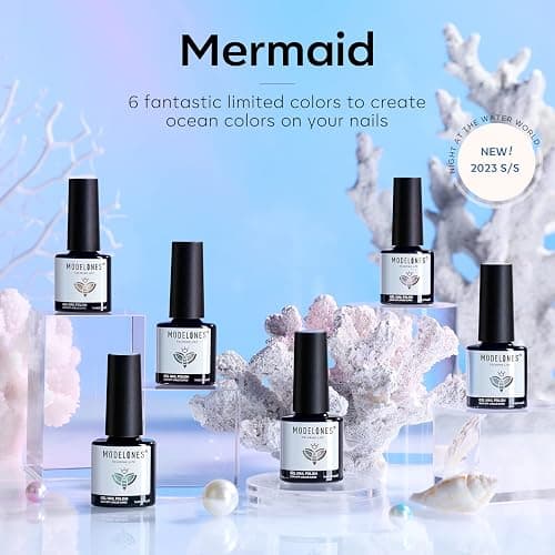 Modelones Gel Nail Polish Set,Mermaid 6 Pcs Blue Silver Glitter Gel Nail Polish Mint Green Shimmer Nail Polish Soak Off Spring Summer Baby Blue Gel Polish LED Nail Art DIY Salon Manicure Gift for Girl thumbnail 3