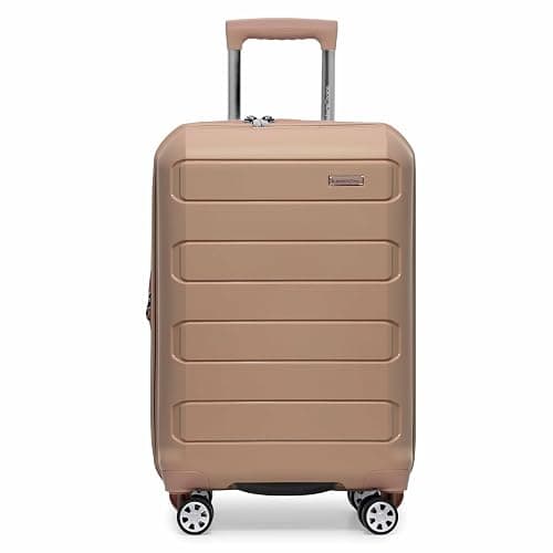 Traveler's Choice Pagosa Hardshell Expandable Luggage with Spinner Wheels, Latte Beige, 22-Inch Carry-on thumbnail 3