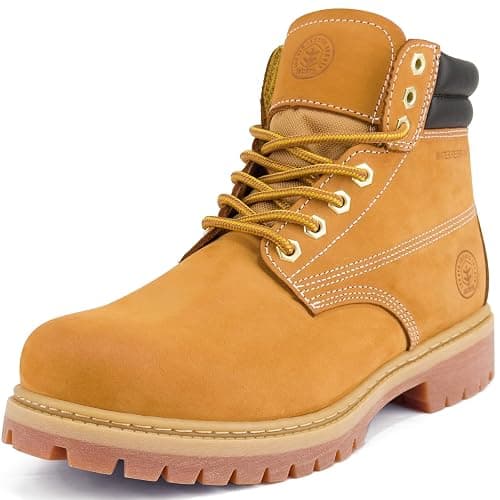 Jacata Men's Water Resistant Work Boots Construction Industrial Boots | Genuine Leather Soft Toe Oil Resistant Comfortable Utility Rubber Sole Nonslip Work Boots For Men - Image 1