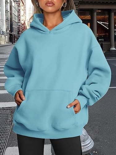 Trendy Queen Womens Oversized Hoodies Fleece Sweatshirts Fall Fashion 2025 Pullover Sweaters Winter Clothes - Baby Blue - Small thumbnail 6