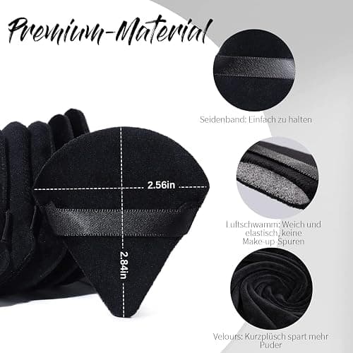 BEAKEY Puderquaste Set,6 Stück Schwarz,Dreieckig für loses Puder,Foundation | WeichePlüschoberfläche,gleichmäßigerAuftrag,Fingerschlaufe,fürAugenpartie,Nasenflügel,Foundation,waschbar,wiederverwendbar thumbnail 5