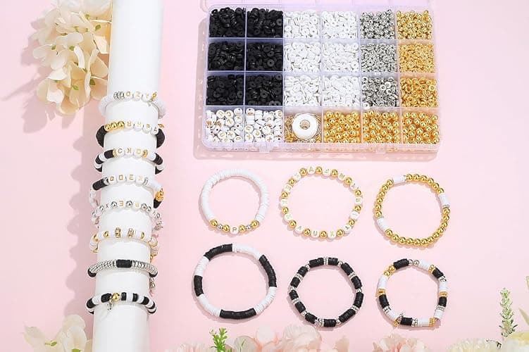 DUQGUHO Clay Beads Bracelet Making Kit for Adults 2940 Pcs, Clay Beads for Bracelets Making 6mm, Black and White Bead Kits for Jewelry DIY thumbnail 3
